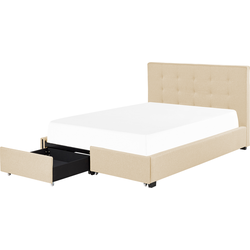 Beliani ROCHELLE - Tweepersoonsbed-Beige-Polyester