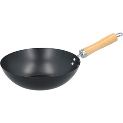 Wok pan houten handvat 24 cm - Steelpannen