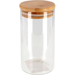 1x Luxe glazen bewaarpotten/voorraadpotten met houten deksel 1700 ml - Voorraadpot