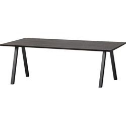 WOOOD Tablo  Tafel met 2-stand Poot - Eiken/Metaal - Zwart - 75x220x90