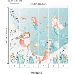 Meermin meisjes - Kinderbehang - 292,2 cm x 280 cm - Walloha