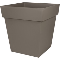 Bloempot Toscane vierkant kunststof taupe L39 x B39 x H39 cm - Plantenpotten