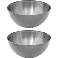 Secret de Gourmet - 2x - Slakom/serveer schaal - RVS metaal - D29 cm - Saladeschalen