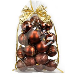 Inge Christmas Goods Kerstballen - 20x st - giftbag kunststof bruin 6cm - Kerstbal