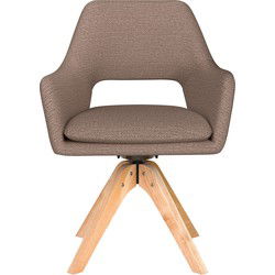 Eetkamerstoel Mos Taupe Houten Swivel - Giga Meubel