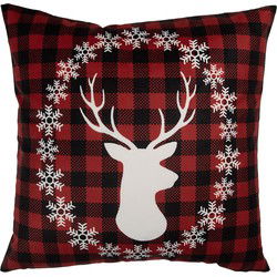 Clayre & Eef Kussenhoes 45x45 cm Rood Polyester Hert