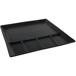 Fonduebord/gourmetbord 5-vaks zwart aardewerk 24 cm - Gourmetborden