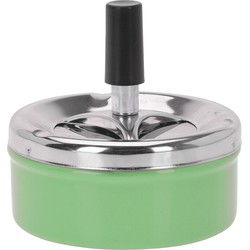 Ronde draaiasbak/drukasbak metaal 10 cm groen voor binnen/buiten - Asbakken