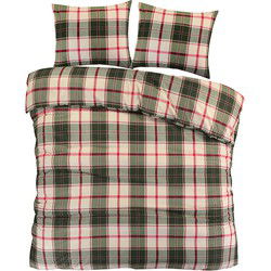 Flanel Dekbedovertrek Schotse Ruit Beige-1-persoons (140 x 200/220 cm)