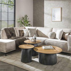 Hoyz Collection - Salontafel Infinite - Gerecycled Teakhout Fineer - Set van 3