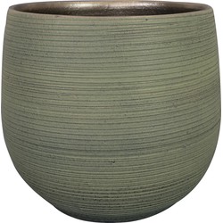 Ter Steege Plantenpot - donkergroen - stripes - keramiek - D36xH32 cm - Plantenpotten