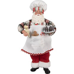 Clayre & Eef Kerstdecoratie Beeld Kerstman 28 cm Wit Kunststof