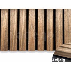Adeqo Akupanel - Akoestische panelen - Bruin Eiken 240 x 60 cm - 3 zijdig