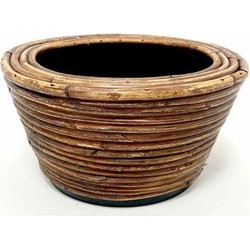 Drypot Rotan Stripe D24H14Cm Brons