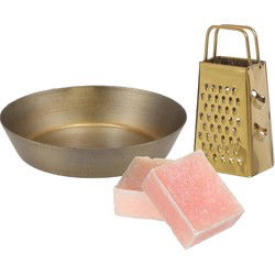 Amberblokjes/geurblokjes cadeauset - roos geur - inclusief schaaltje en mini rasp - Amberblokjes