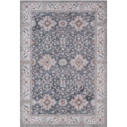 Vercai Rugs Fenix Collectie - Laagpolig Vloerkleed - Modern Tapijt met Vintage Ontwerp - Chenille - Donkerblauw - 60x110 cm