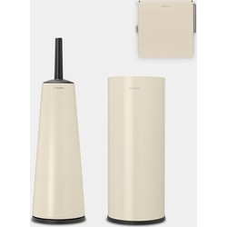 ReNew Toilet Accessory Set - toilet brush and holder, toilet roll holder and toilet roll dispenser - Soft Beige