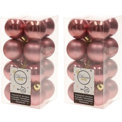 32x Kunststof kerstballen glanzend/mat oud roze 4 cm kerstboom versiering/decoratie - Kerstbal