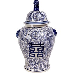 Fine Asianliving Chinese Gemberpot Handgeschilderd Porselein Blauw Wit