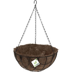 Metalen hanging basket / plantenbak zwart met ketting 30 cm - hangende bloemen - Plantenbakken