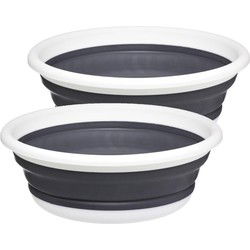5Five Afwasteil/afwasbak opvouwbaar - 2x - wit/grijs - rond - 37,5 x 14 cm - Afwasbak