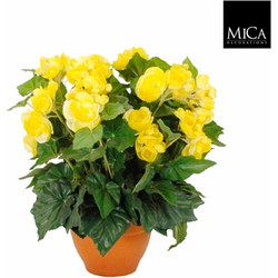 Mica Decorations Begonia Kunstplant in Pot - H37 x Ø35 - Geel