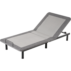 BRUNOY - Bedframe elektrisch verstelbaar - Grijs - 90 x 200 cm - Polyester