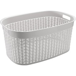 Hega Hogar Rotan line wasmand - ivoor wit - inhoud 44 liter - kunststof - 58 x 39 x 27 cm - Wasmanden