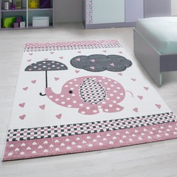 Kids Kinderkamer Olifant Roze vloerkleed - - 200 X 290 CM