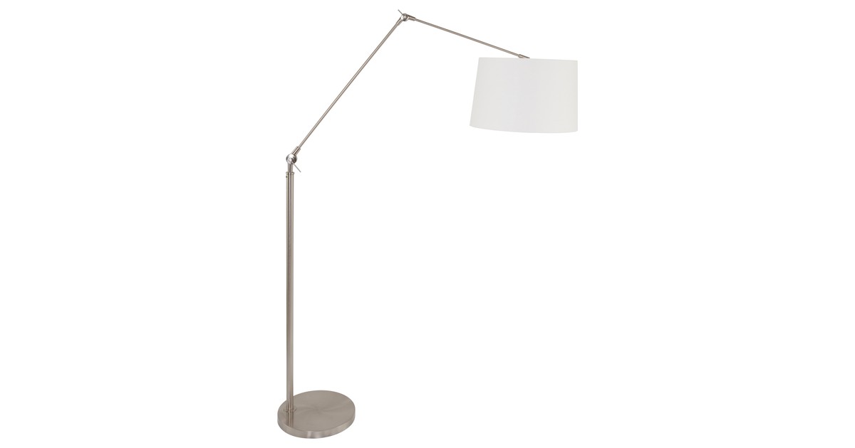 Steinhauer - Prestige Chic - vloerlamp met witte linnen kap - staal