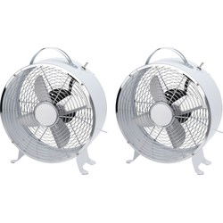 2x Robuuste witte tafel ventilator 26 cm - Ventilatoren