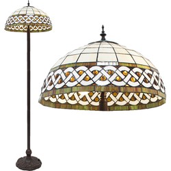 LumiLamp Tiffany Vloerlamp  Ø 46x166 cm  Wit Kunststof Glas Staande Lamp