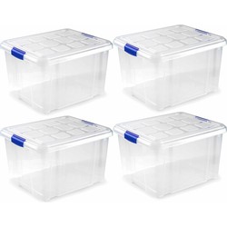 8x Opbergbakken/organizers met deksel 25 liter 42 cm transparant - Opbergbox