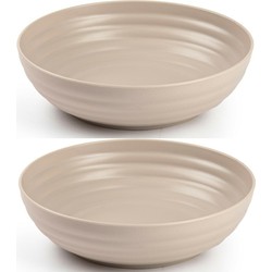 Set van 4x kommetjes/schaaltjes - Dessert/ontbijt - Kunststof - D22 cm - Taupe - Kommetjes