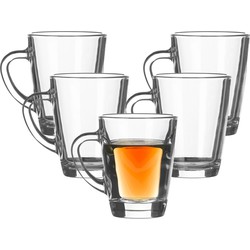 LAV Theeglazen/koffie glazen - helder transparant glas - 2x stuks - 250 ml - Koffie- en theeglazen