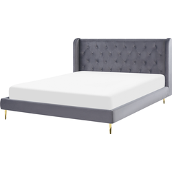 FORBACH  - Tweepersoonsbed - Grijs - 180 x 200 cm - Fluweel