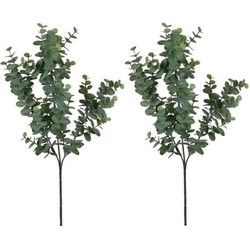 2x Eucalyptus kunstbloemen takken 65 cm decoratie - Kunstplanten
