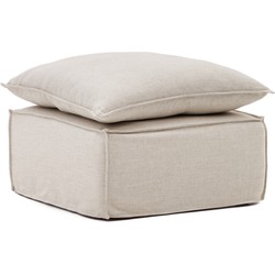 Kave Home - Afneembare Anarela-poef met beige linnen kussen 80 X 80 cm