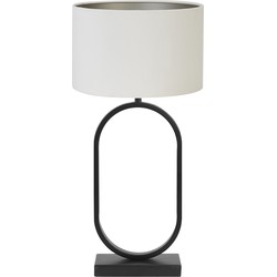 Tafellamp Jamiri/Velours - Zwart/Off white - Ø30x67cm