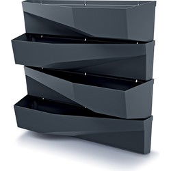 Prosperplast Hangende plantenbakken - 4x - 78x19x35cm - grijs - Plantenbakken
