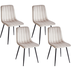 Beliani KALISPELL - Eetkamerstoel-Beige-Fluweel