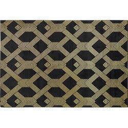 VEKSE - Vloerkleed - Zwart/Goud - 140 x 200 cm - Viscose