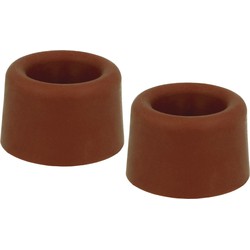 AMIG Deurstopper/deurbuffer - 2x - D23mm - inclusief schroeven - rubber - bruin - Deurstoppers