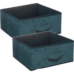 Set van 4x stuks opbergmand/kastmand 14 liter petrol groen polyester 31 x 31 x 15 cm - Opbergmanden