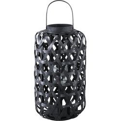 PTMD Lantaarn Mayita - 28x28x51 cm - Glas - Zwart
