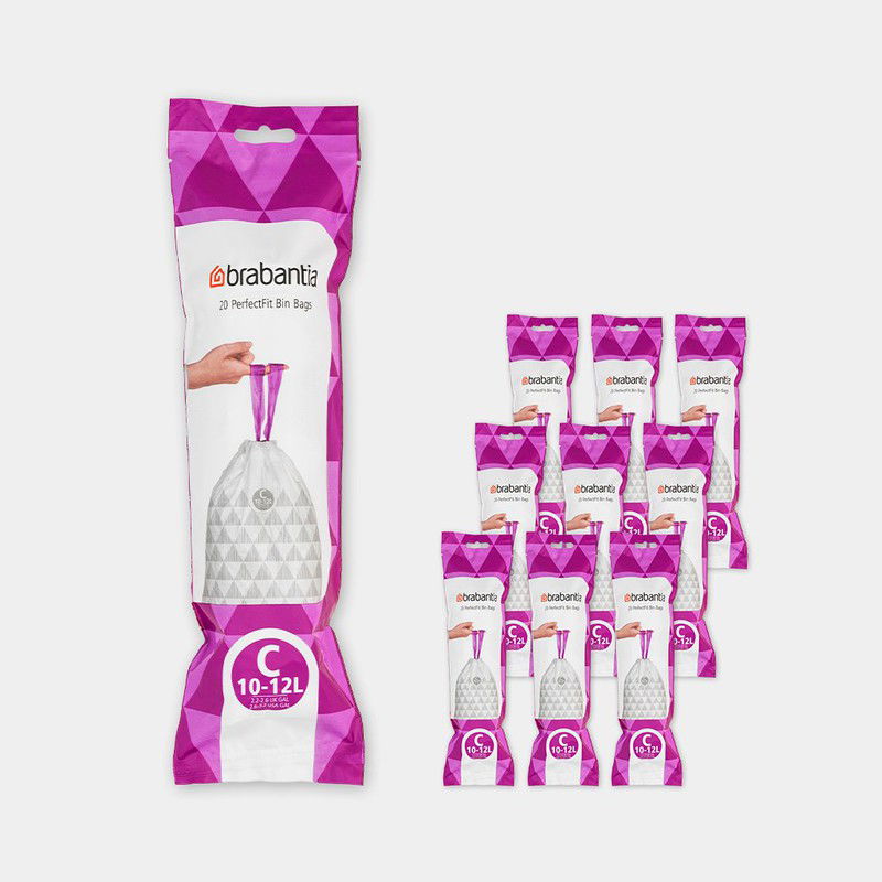 PerfectFit Afvalzak, code C, 10-12 liter, 200 stuks, set van 10 rollen - White - 