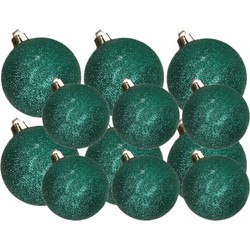 Kerstversiering set glitter kerstballen petrol blauw 6 - 8 cm - pakket van 30x stuks - Kerstbal