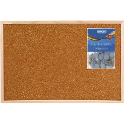 Prikborden/memoborden naturel kurk met punaises 60 x 45 cm - Prikborden