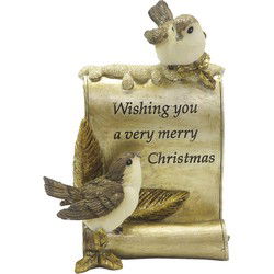 Clayre & Eef Beeld Vogel 15 cm Goudkleurig Bruin Kunststof