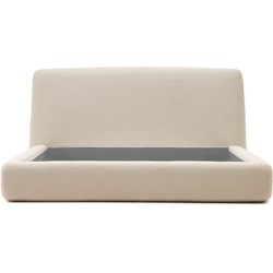 Kave Home - Martina-bed met afneembare hoes van gebroken witte schapenvacht voor matrassen van 160 x 2